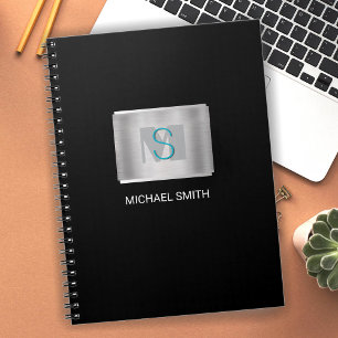 Aquamarine und graue Monogramm, weißer Name, Silbe Notizblock