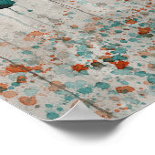 Aquamarine und graue Pflaumen, Aquarellmauer, Blum Poster (Ecke)