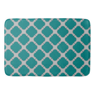 Aquamarine und graue Quatrefolie Badematte