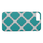 Aquamarine und graue Quatrefolie Case-Mate iPhone Hülle (Rückseite (Horizontal))