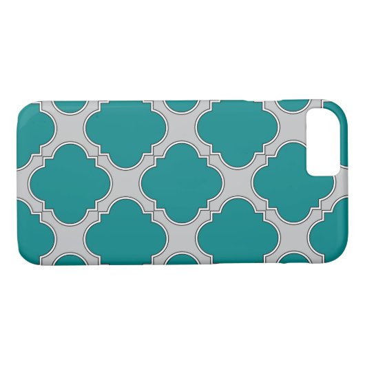 Aquamarine und graue Quatrefolie Case-Mate iPhone Hülle (Rückseite (Horizontal))