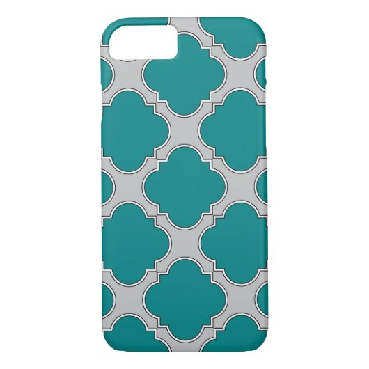 Aquamarine und graue Quatrefolie Case-Mate iPhone Hülle (Rückseite)