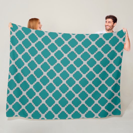 Aquamarine und graue Quatrefolie Fleecedecke (Beispiel)