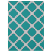 Aquamarine und graue Quatrefolie Klemmbrett (Rückseite)
