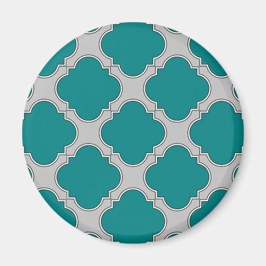 Aquamarine und graue Quatrefolie Magnet (Vorne)