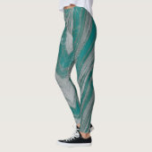 Aquamarine und graue Wavy Muster Chic Leggings (Links)