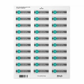 Aquamarine und graue Zickzack Monogramm-Rücksendea (Vorne)