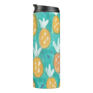 Aquamarine und grüne Ananas Print Tumbler Thermosbecher