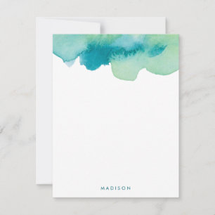 Aquamarine und grüne Aquarellfarben Vielen Dank Mitteilungskarte