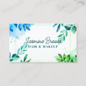 Aquamarine und grüne botanische Blätter Visitenkarte (Vorderseite)