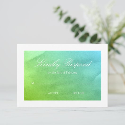 Aquamarine und grüne UAWG RSVP Karte (Stehend Vorderseite)