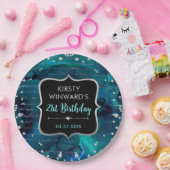 Aquamarine und irideszierende Glitzer Geburtstag Pappteller (Party)