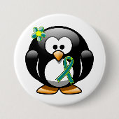 Aquamarine und kalkgrüne Ribbon-Penguin Button (Vorderseite)