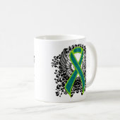 Aquamarine und kalkgrüne Schleife mit Flügeln Kaffeetasse (VorderseiteRechts)