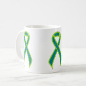 Aquamarine und kalkgrüne Sensibilisierungskampagne Kaffeetasse (Vorderseite Links)