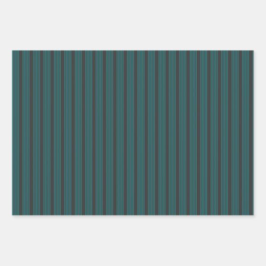 Aquamarine und kohle-fünf Streifen Geschenkpapier Set (Vorderseite 3)