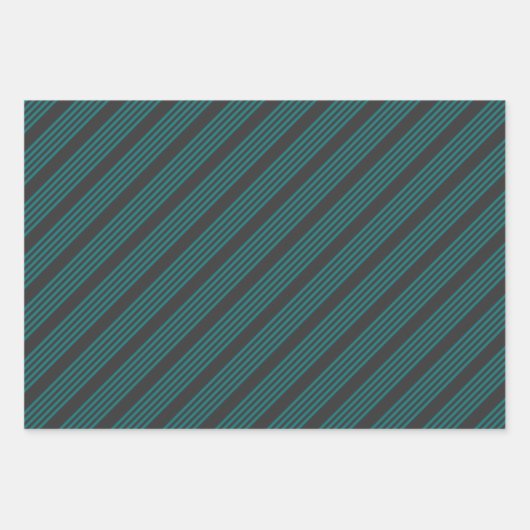 Aquamarine und kohle-fünf Streifen Geschenkpapier Set (Vorderseite 2)