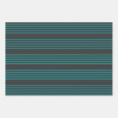 Aquamarine und kohle-fünf Streifen Geschenkpapier Set (Vorderseite)