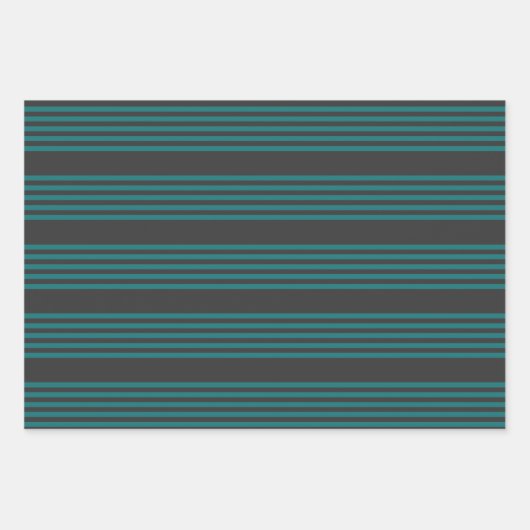 Aquamarine und kohle-fünf Streifen Geschenkpapier Set (Vorderseite)