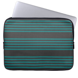 Aquamarine und kohle-fünf Streifen Laptopschutzhülle
