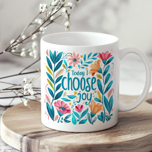 Aquamarine und korallenflorale Inspiration Selbstv Kaffeetasse