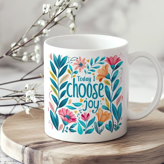 Aquamarine und korallenflorale Inspiration Selbstv Kaffeetasse