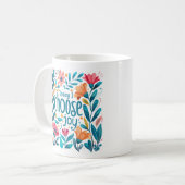 Aquamarine und korallenflorale Inspiration Selbstv Kaffeetasse (Vorderseite Links)