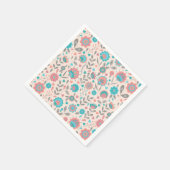 Aquamarine und kortikale Folklorekunst Blumenmuste Serviette (Ecke)