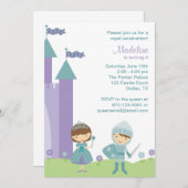 Aquamarine und Lavendel-Prinzessin und Rittereinla Einladung (Vorne/Hinten)