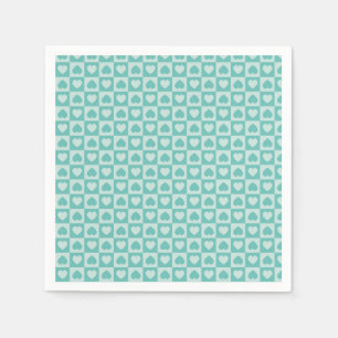 Aquamarine und leichte Aquamarine Herzen Serviette