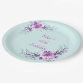 Aquamarine und Lila Aquarellfarben-Blume 90. Pappteller (Schrägansicht)