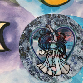 Aquamarine und Lila Bly Dancer Liebe Runder Aufkleber