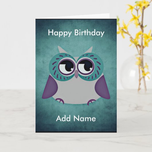 Aquamarine und Lila Geburtskarte Karte (Gelbe Blume)