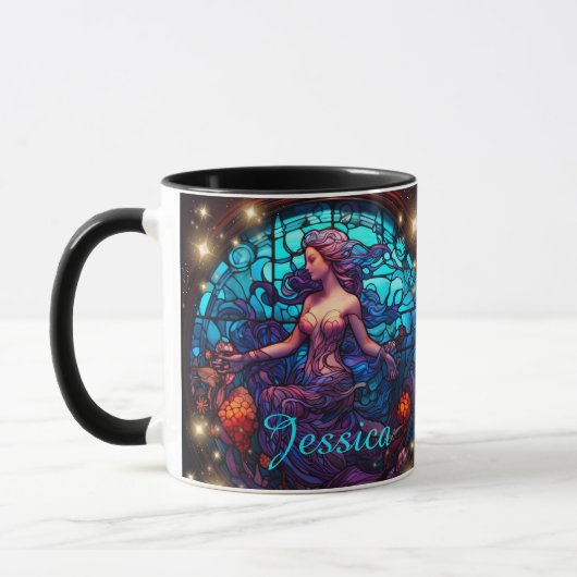 Aquamarine und Lila Glass Fantasy Mermaid Tasse (Links)