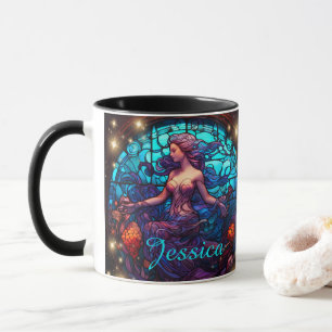 Aquamarine und Lila Glass Fantasy Mermaid Tasse