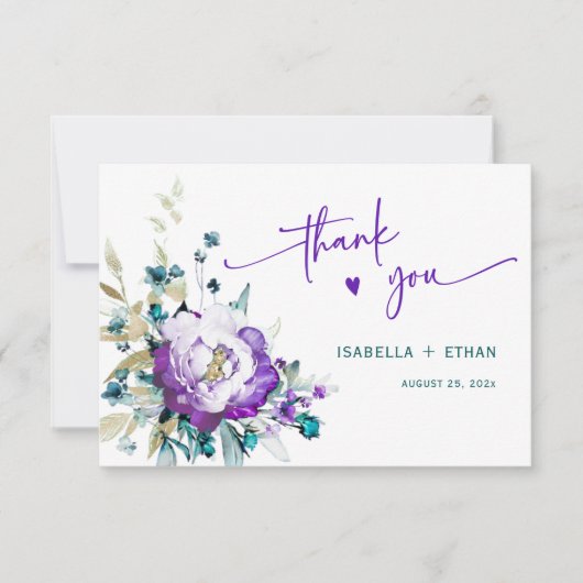 Aquamarine und Lila Hochzeit Vielen Dank (Vorderseite)
