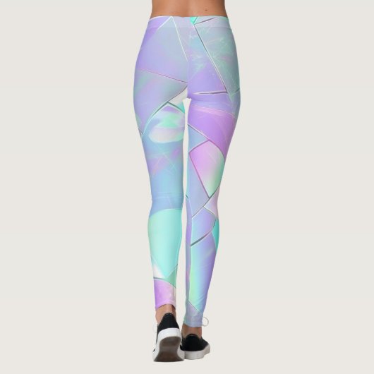 Aquamarine und Lila Iridesdesign, Name oder Meldun Leggings (Rückseite)