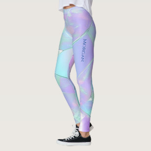 Aquamarine und Lila Iridesdesign, Name oder Meldun Leggings
