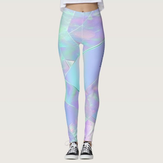 Aquamarine und Lila Iridesdesign, Name oder Meldun Leggings (Vorderseite)