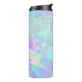 Aquamarine und Lila Iridesdesign, Name oder Meldun Thermosbecher (Nach links gedreht)