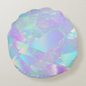 Aquamarine und Lila Iridesdesign Rundes Kissen (Rückseite)