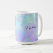 Aquamarine und Lila Irideszierung, Skriptname Kaffeetasse (VorderseiteRechts)