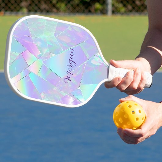 Aquamarine und Lila Irideszierung, Skriptname Pickleball Schläger