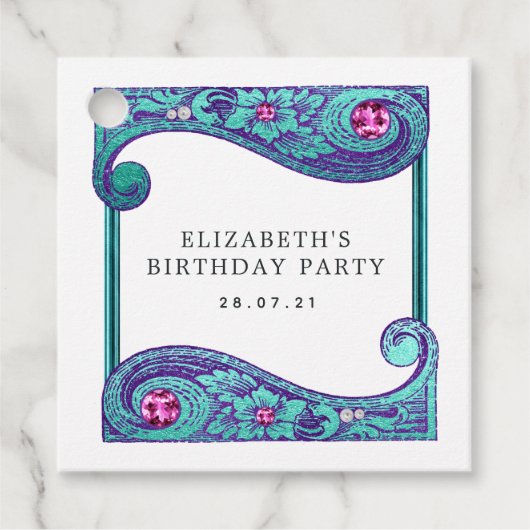 Aquamarine und Lila Meerjungfrau Geschenkanhänger (Vorderseite)