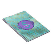Aquamarine und Lila Mermaid Scales Monogram School Notizblock (Rechte Seite)