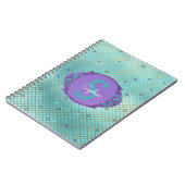 Aquamarine und Lila Mermaid Scales Monogram School Notizblock (Linke Seite)