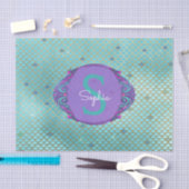 Aquamarine und Lila Mermaid-Scales Monogram zum Ge Seidenpapier (Handwerk)