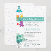 Aquamarine und Lila Mobile Baby Dusche Einladung (Vorne/Hinten)