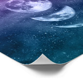 Aquamarine und Lila Mondphasen der Himmelskunst Poster (Ecke)