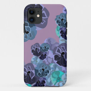 Aquamarine und Lila Niedliche Vintage Blütendrucke Case-Mate iPhone Hülle